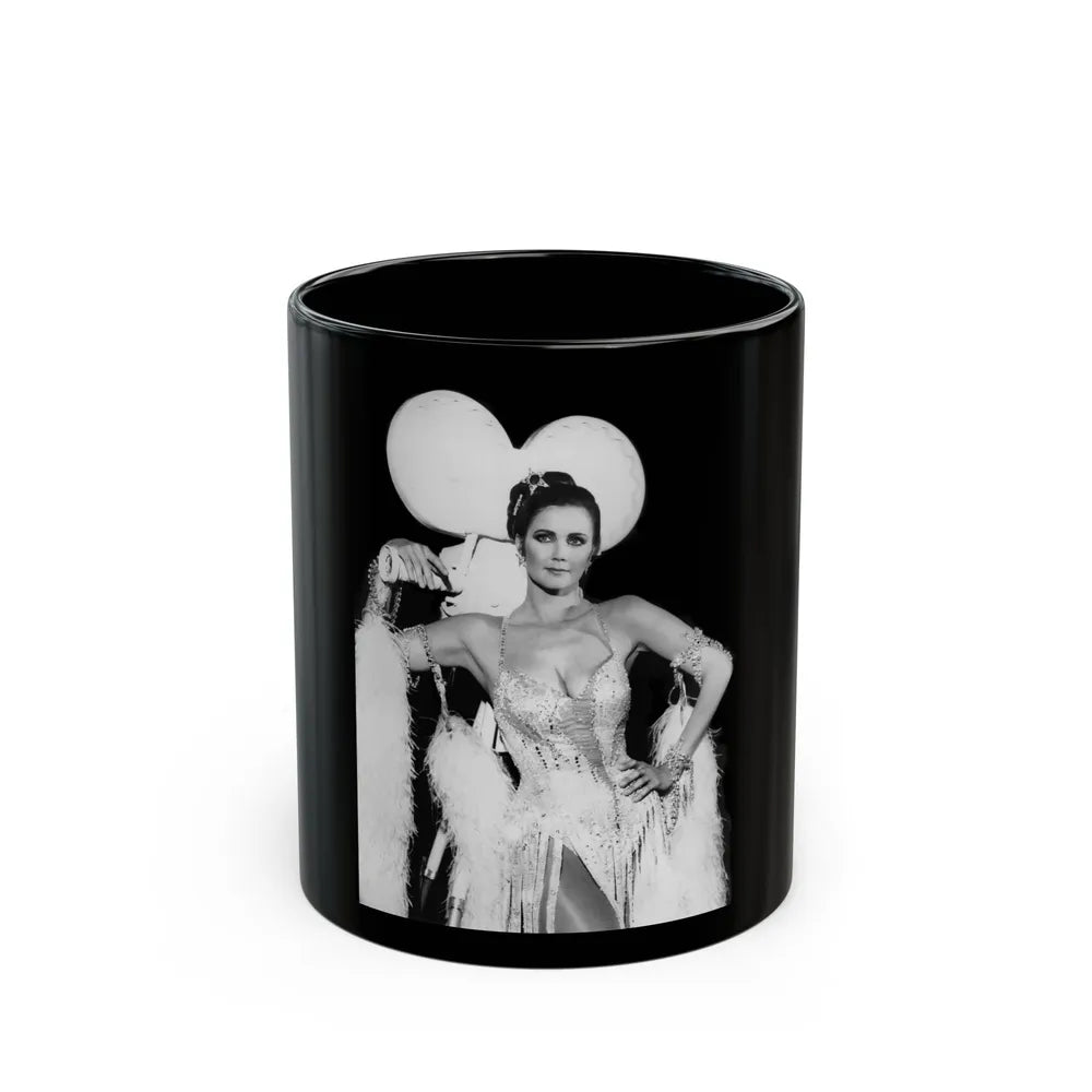 Lynda Carter #285 (Vintage Female Icon) Black Coffee Mug-11oz-Go Mug Yourself