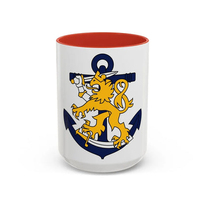 Coat of Arms of Finnish Navy - Accent Coffee Mug-15oz-Red-Go Mug Yourself