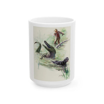 Crocodile Hunter, Roto Magazine story illustration - White Coffee Mug-15oz-Go Mug Yourself