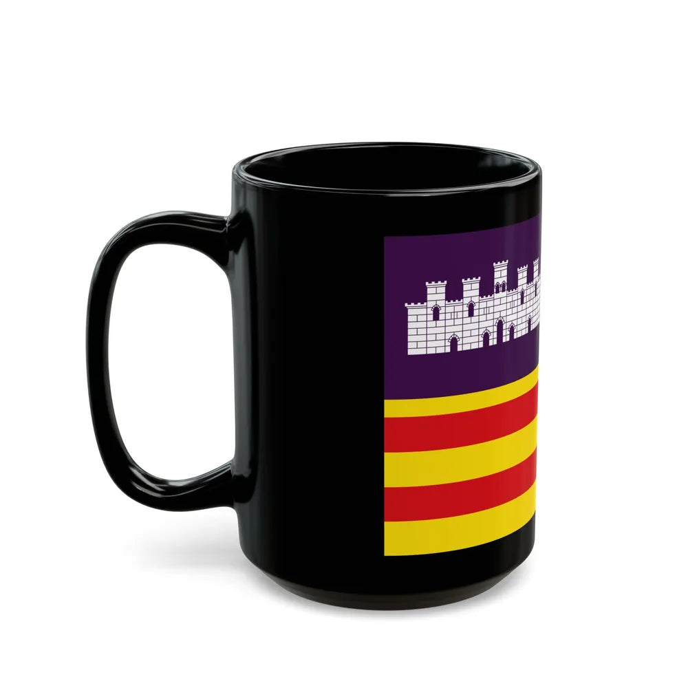 Flag of the Balearic Islands Spain - Black Coffee Mug-Go Mug Yourself