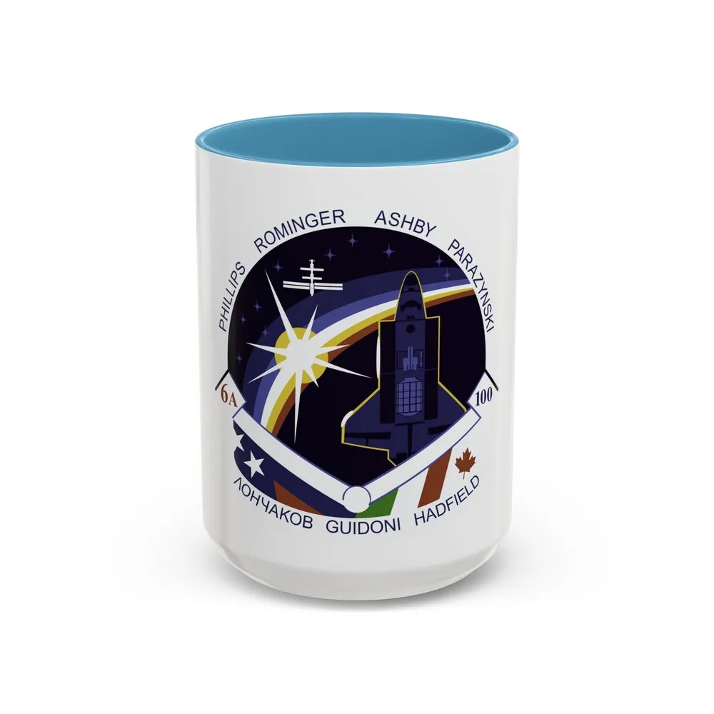 STS 100 (NASA) Accent Coffee Mug-15oz-Light Blue-Go Mug Yourself