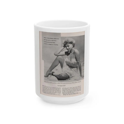 Barbara Nichols #405 - 1 Page, 1 B&W Photo & Article from Modern Man Mag. Sept. '56 (Vintage Female Icon) White Coffee Mug-15oz-Go Mug Yourself