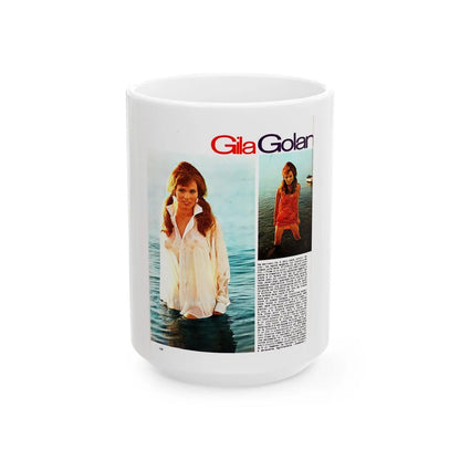 Gila Golan #128 - See through white wet top 1 (Vintage Female Icon) White Coffee Mug-15oz-Go Mug Yourself