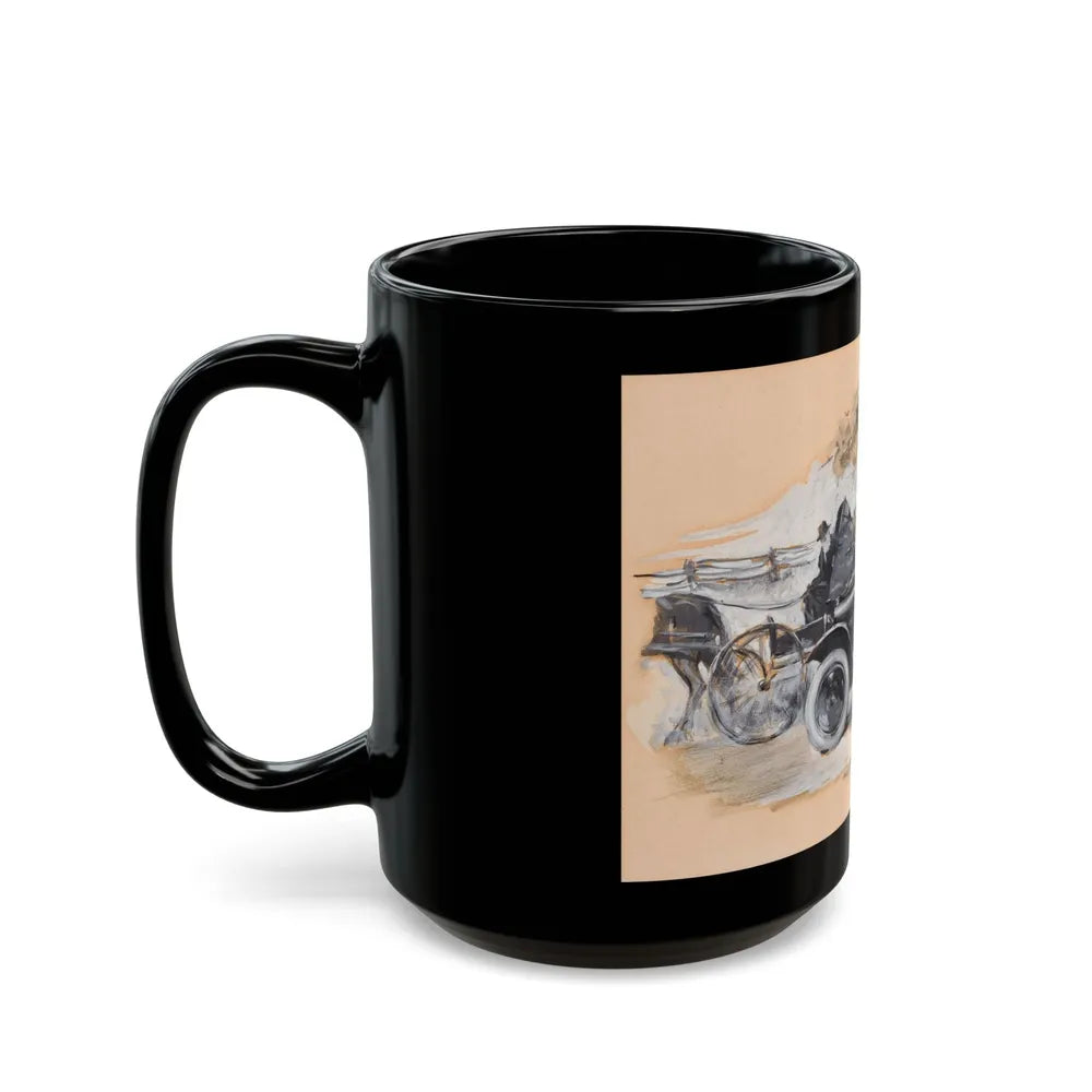 Car Passing a Buggy, Chevrolet ad illustration, 1925 - Black Coffee Mug-Go Mug Yourself