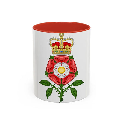 Tudor Rose Royal Badge of England - Accent Coffee Mug-11oz-Red-Go Mug Yourself