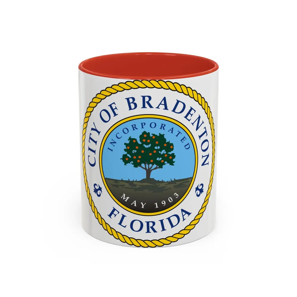 Seal of Bradenton Florida - Accent Coffee Mug-11oz-Red-Go Mug Yourself