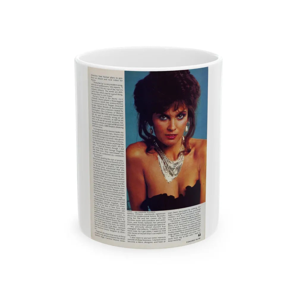 Caroline Munro #372 (Vintage Female Icon) White Coffee Mug-11oz-Go Mug Yourself