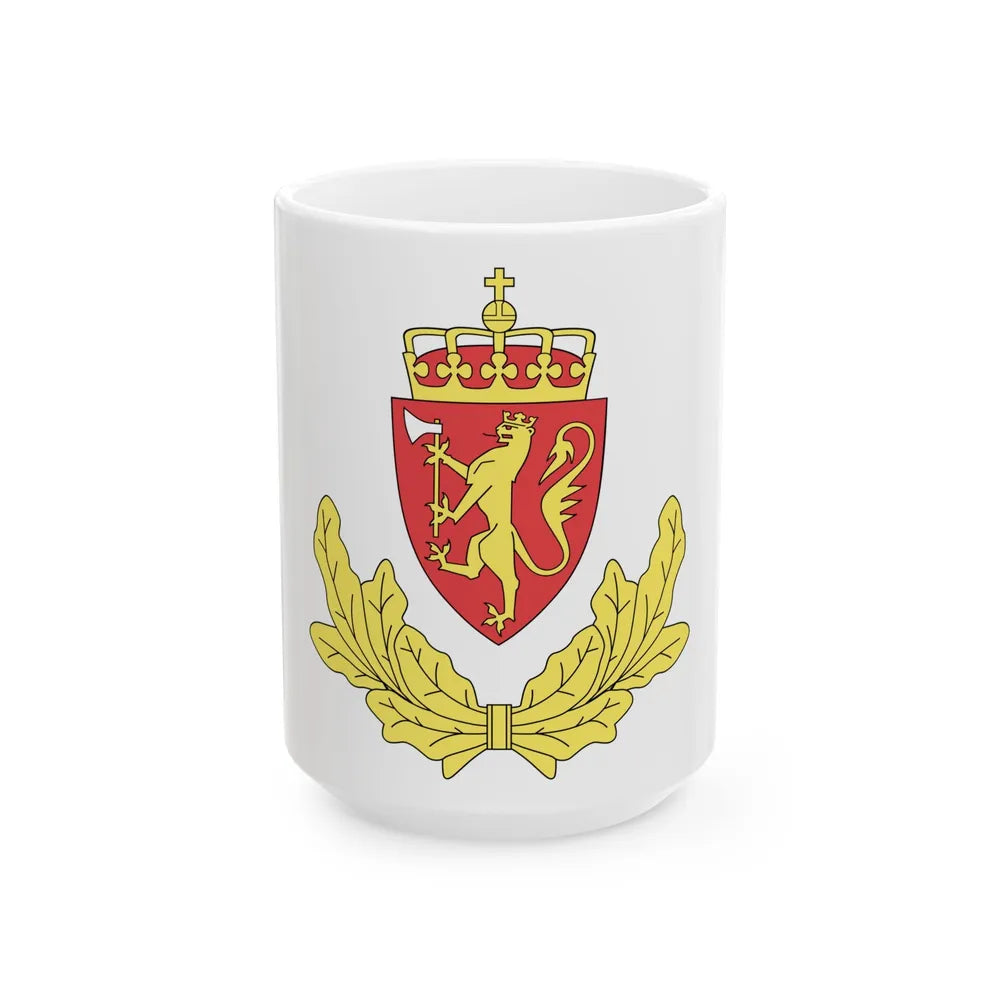 Coat of arms of the Norwegian Border Police - White Coffee Mug-15oz-Go Mug Yourself