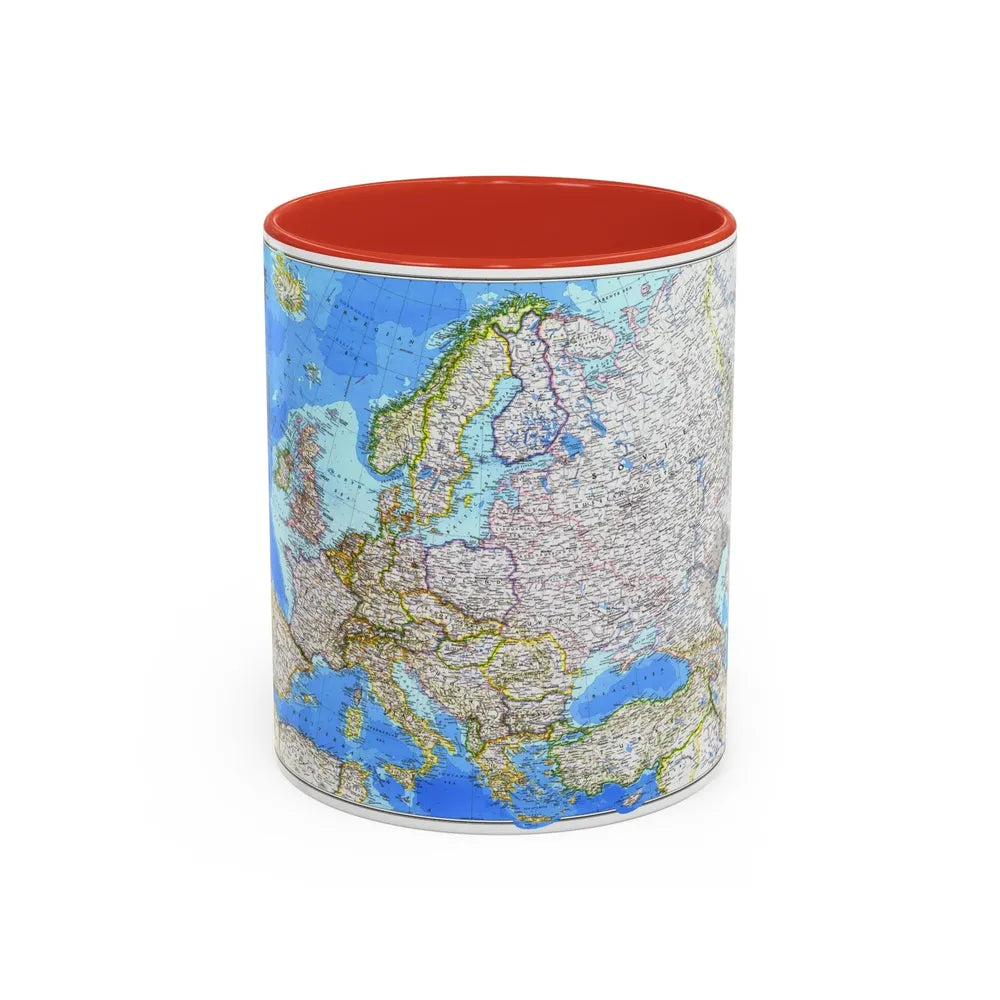 Europe (1983) (Map) Accent Coffee Mug-11oz-Red-Go Mug Yourself