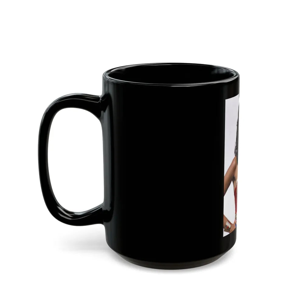 Lynda Carter #282 (Vintage Female Icon) Black Coffee Mug-Go Mug Yourself