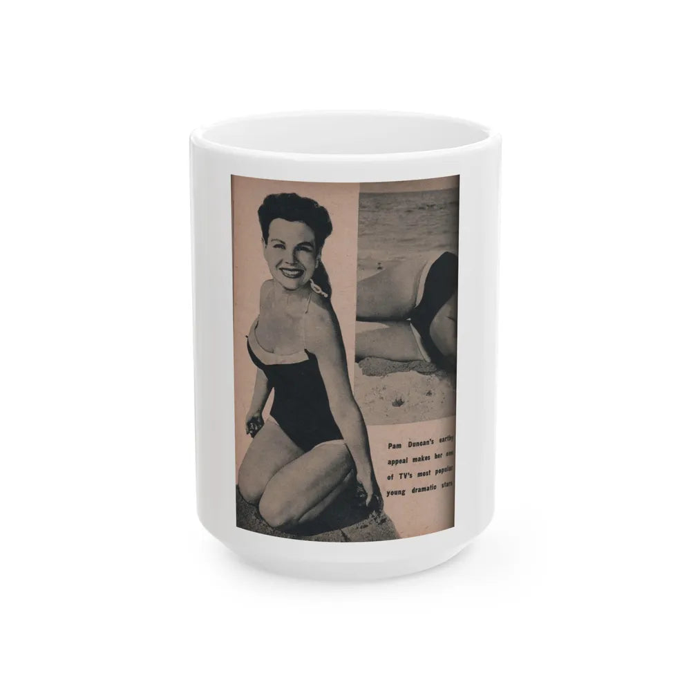 Pamela Duncan #24 - PHOTO Digest Mag. March '55 - 1 B&W Photo (Vintage Female Icon) White Coffee Mug-15oz-Go Mug Yourself