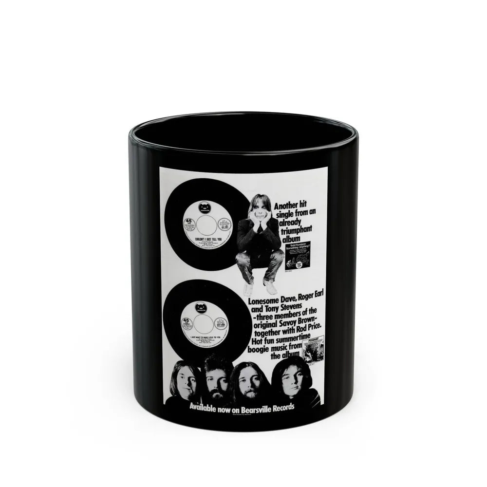 Foghat 1972 (Music Poster) Black Coffee Mug-11oz-Go Mug Yourself