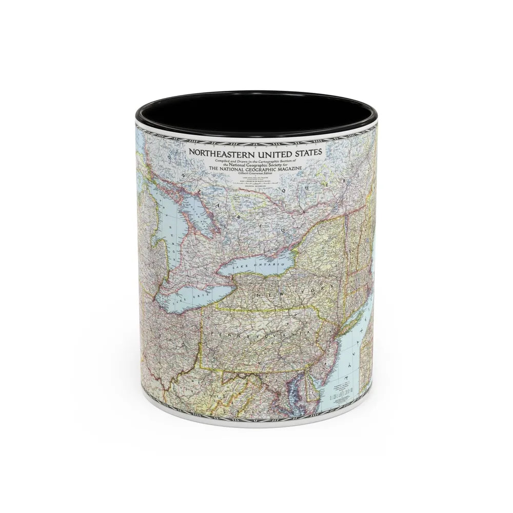 USA - Northeastern (1945) (Map) Accent Coffee Mug-11oz-Black-Go Mug Yourself