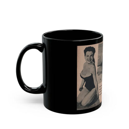 Pamela Duncan #25 - PHOTO Digest Mag. March '55 - 3 B&W Photos & Article (Vintage Female Icon) Black Coffee Mug-Go Mug Yourself