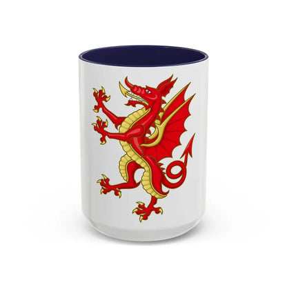 Tudor Dragon Badge - Accent Coffee Mug-15oz-Navy-Go Mug Yourself