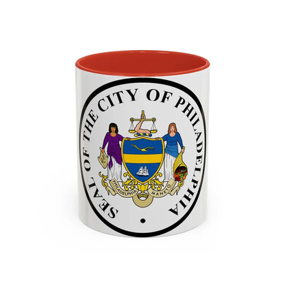 Seal of Philadelphia Pennsylvania - Accent Coffee Mug-11oz-Red-Go Mug Yourself