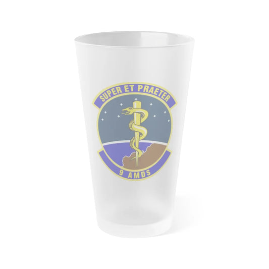 9th Aerospace Medicine Squadron (U.S. Air Force) Frosted Pint Glass 16oz-16oz-Frosted-Go Mug Yourself