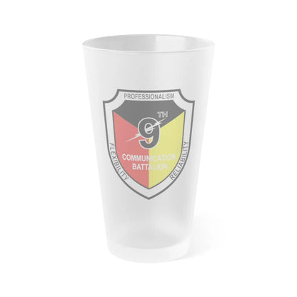 9th Communication Battalion (USMC) Frosted Pint Glass 16oz-Go Mug Yourself