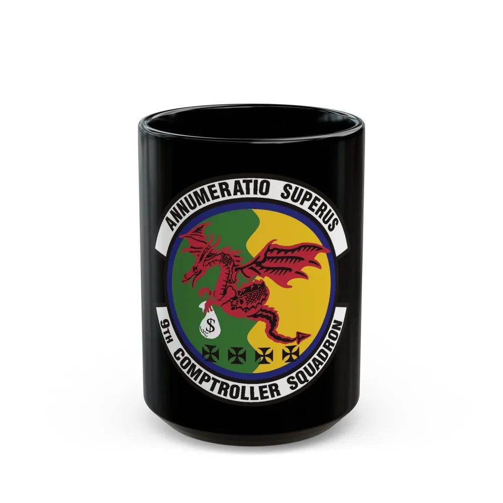 9th Comptroller Squadron (U.S. Air Force) Black Coffee Mug-15oz-Go Mug Yourself