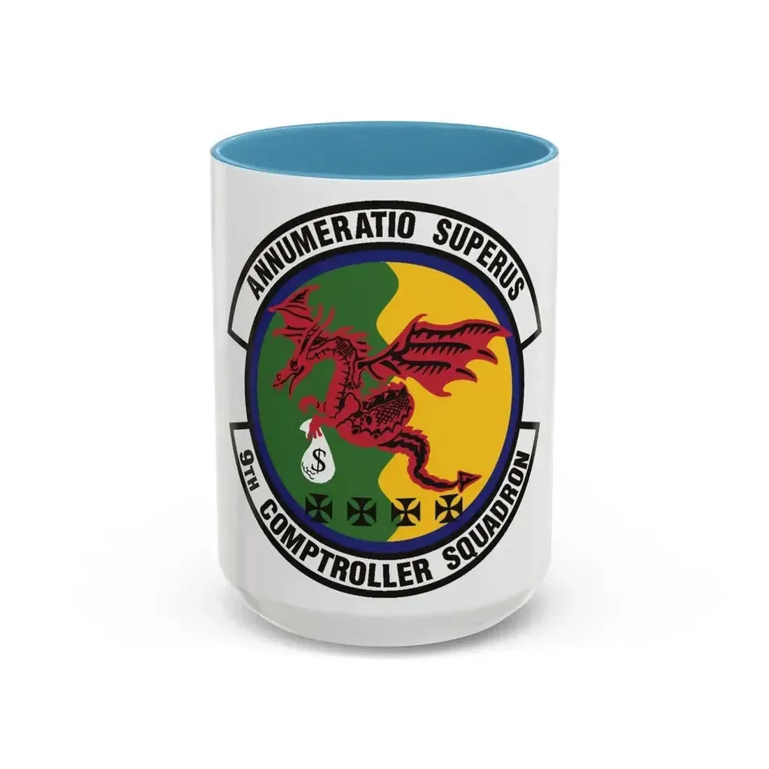 9th Comptroller Squadron (U.S. Air Force) Accent Coffee Mug 15oz Light Blue - Go Mug Yourself