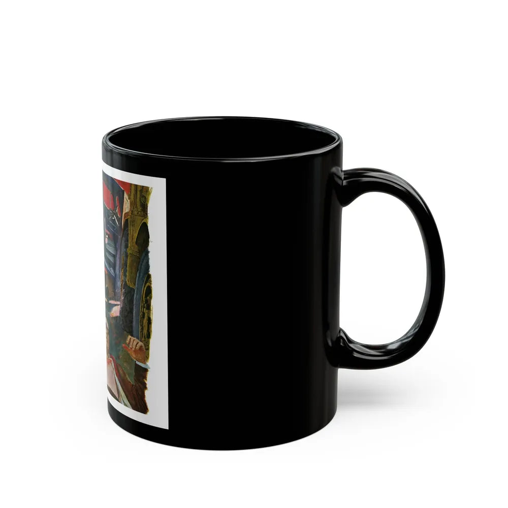 A Bad Day For O'Banion by Daniel Knapp, The Saturday Evening Post, 1960 - Black Coffee Mug-Go Mug Yourself