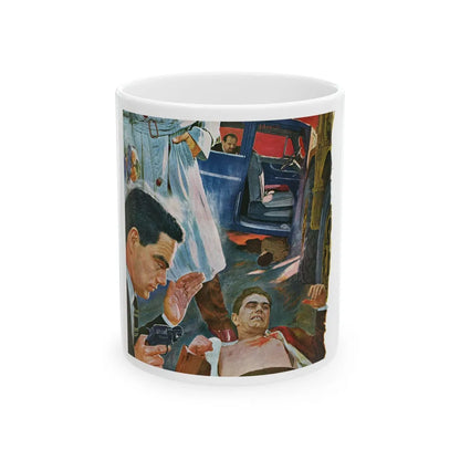 A Bad Day For O'Banion by Daniel Knapp, The Saturday Evening Post, 1960 - White Coffee Mug-11oz-Go Mug Yourself