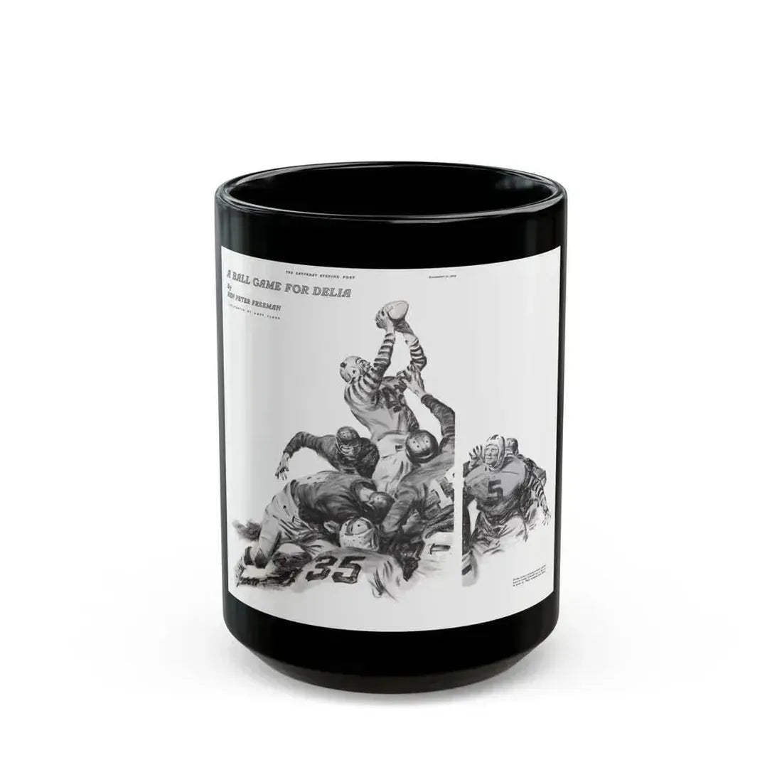 A Ball Game for Delia, The Saturday Evening Post, November 11, 1939 - Black Coffee Mug 15oz - Go Mug Yourself