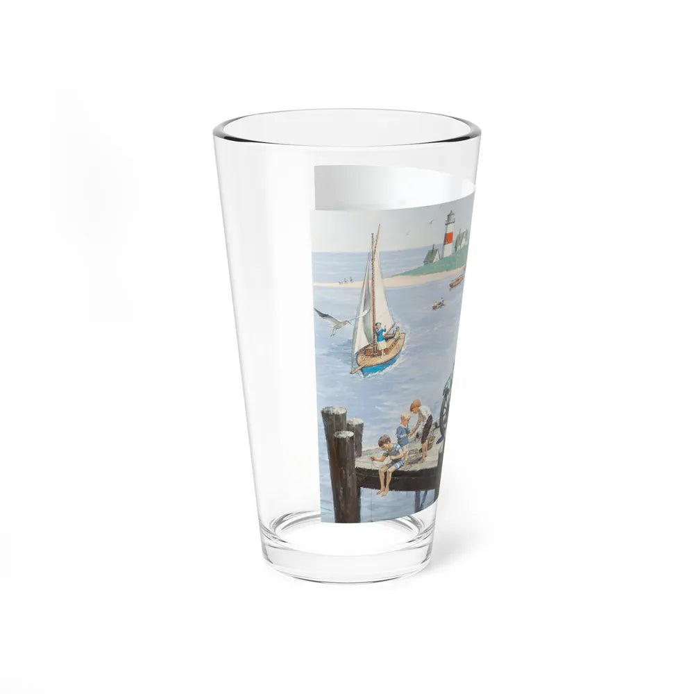 A Beautiful Day by the Water, 1915 Dodge, Great Moments in Early American Motoring, 1971 (Magazine Illustration) Pint Glass 16oz-Go Mug Yourself