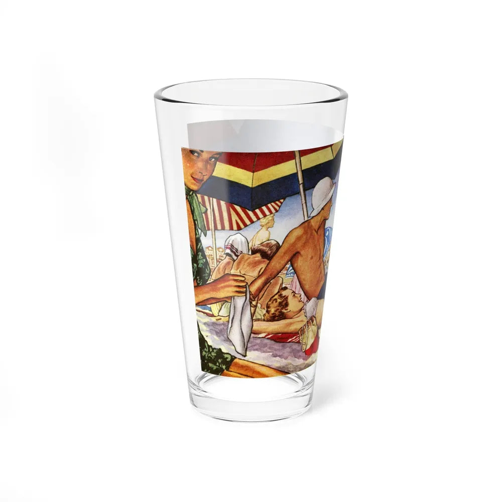 A Bondi Beach Encounter, 1948 (Magazine Illustration) Pint Glass 16oz-Go Mug Yourself