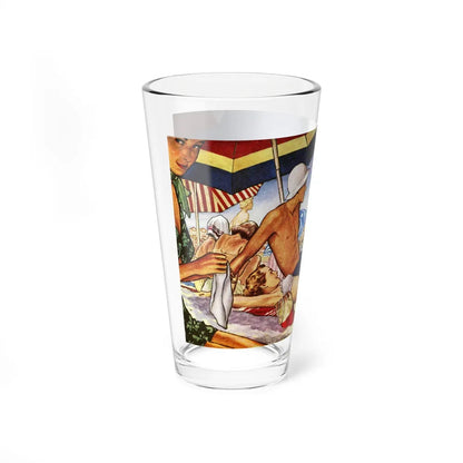 A Bondi Beach Encounter, 1948 (Magazine Illustration) Pint Glass 16oz-Go Mug Yourself