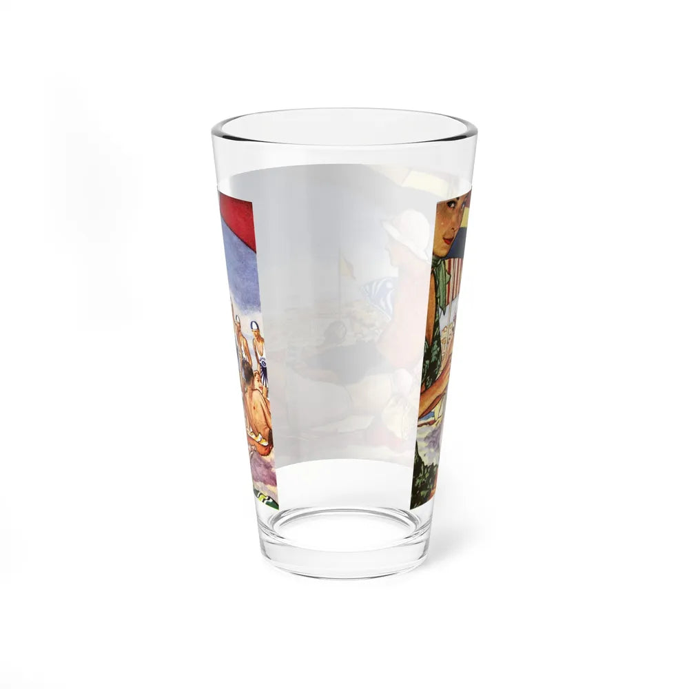 A Bondi Beach Encounter, 1948 (Magazine Illustration) Pint Glass 16oz-Go Mug Yourself