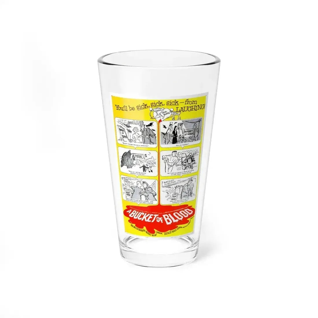 A BUCKET OF BLOOD 1959 Movie Poster - Pint Glass 16oz 16oz - Go Mug Yourself
