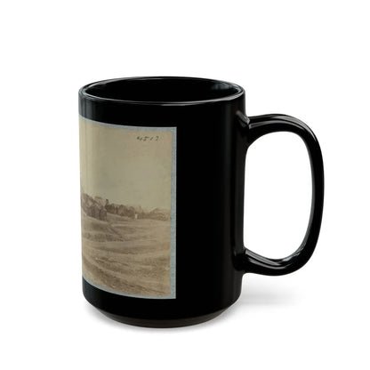 A Camp Made Up Of Small Cabins That Surround A Large Building (U.S. Civil War) Black Coffee Mug-Go Mug Yourself