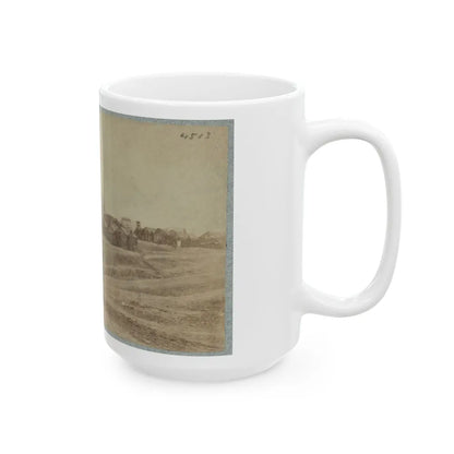 A Camp Made Up Of Small Cabins That Surround A Large Building (U.S. Civil War) White Coffee Mug-Go Mug Yourself