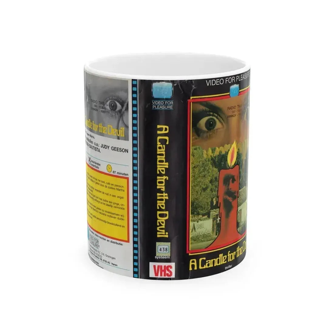 A CANDLE FOR THE DEVIL (VHS COVER) - White Coffee Mug 11oz - Go Mug Yourself