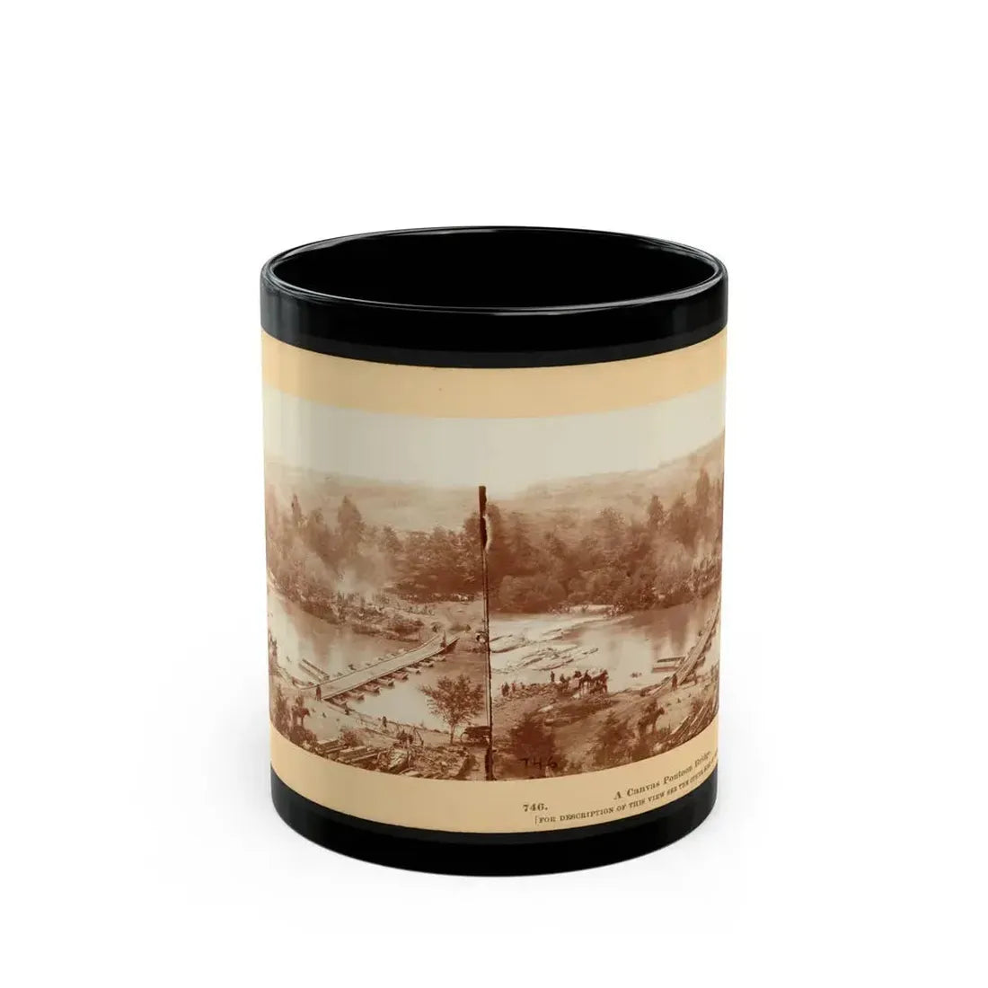A Canvas Pontoon Bridge (U.S. Civil War) Black Coffee Mug 11oz - Go Mug Yourself