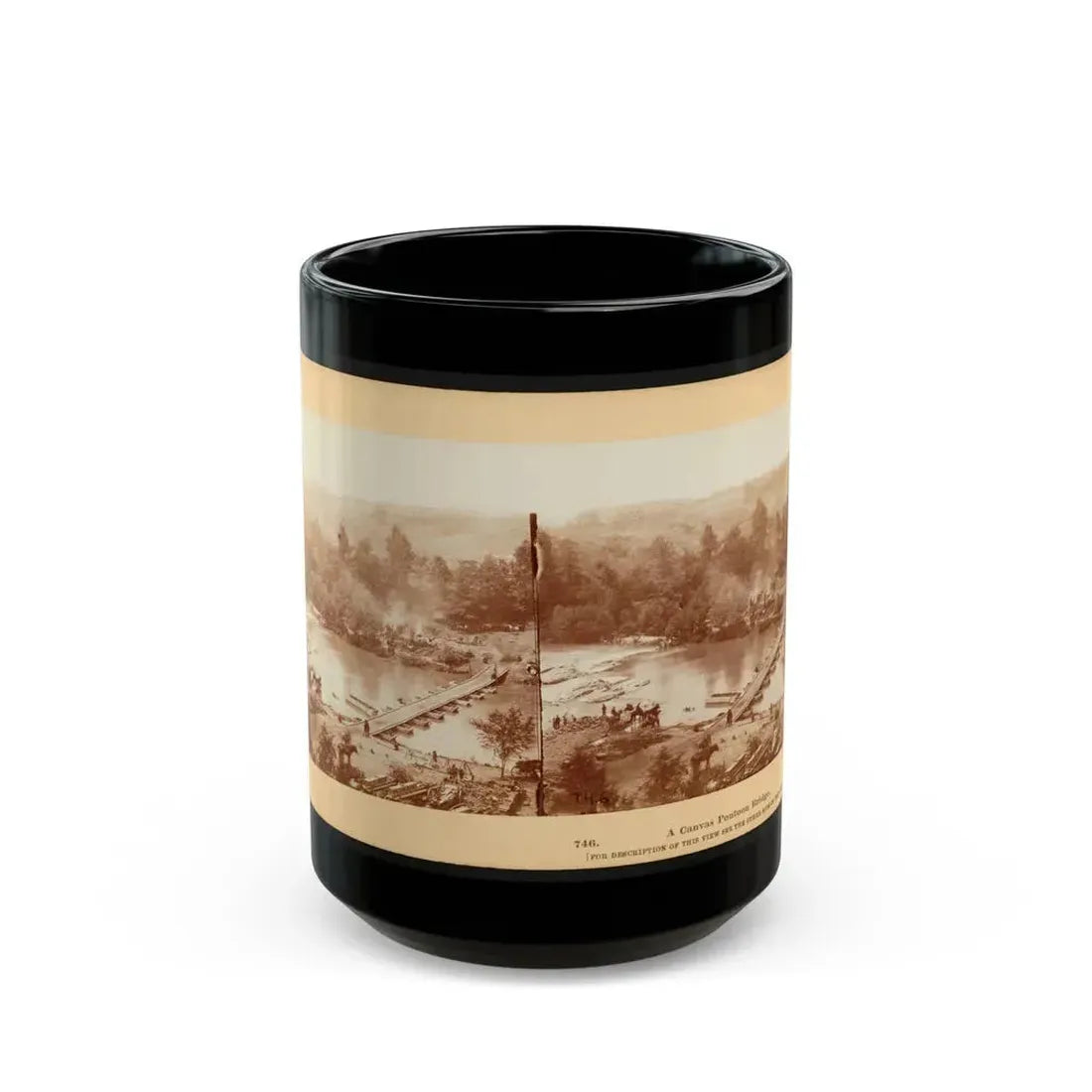 A Canvas Pontoon Bridge (U.S. Civil War) Black Coffee Mug 15oz - Go Mug Yourself