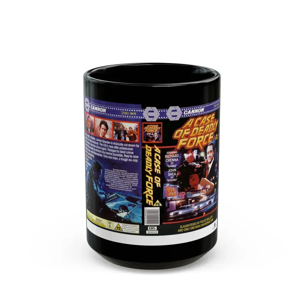 A CASE OF DEADLY FORCE (VHS COVER) - Black Coffee Mug 15oz - Go Mug Yourself