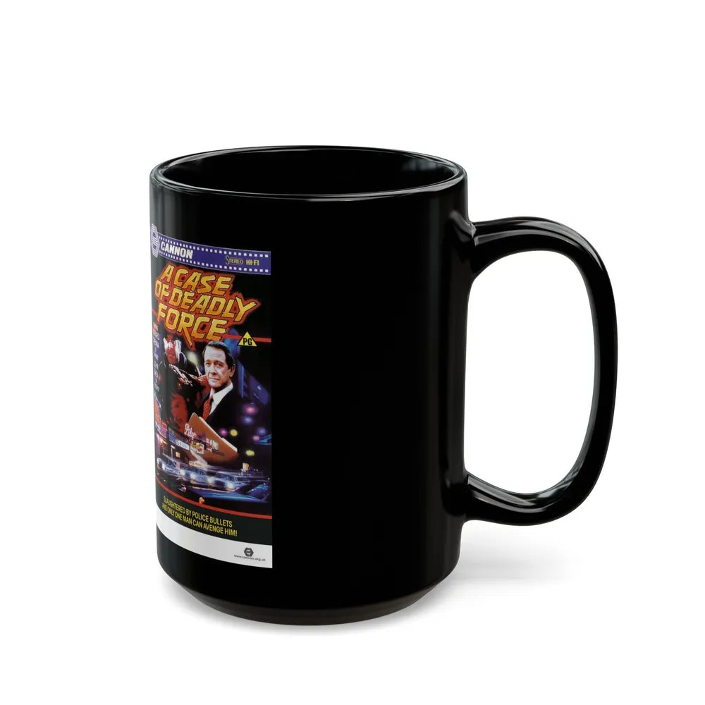 A CASE OF DEADLY FORCE (VHS COVER) - Black Coffee Mug-Go Mug Yourself