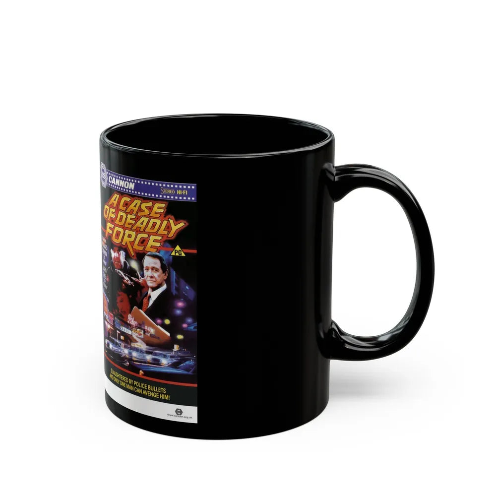 A CASE OF DEADLY FORCE (VHS COVER) - Black Coffee Mug-Go Mug Yourself