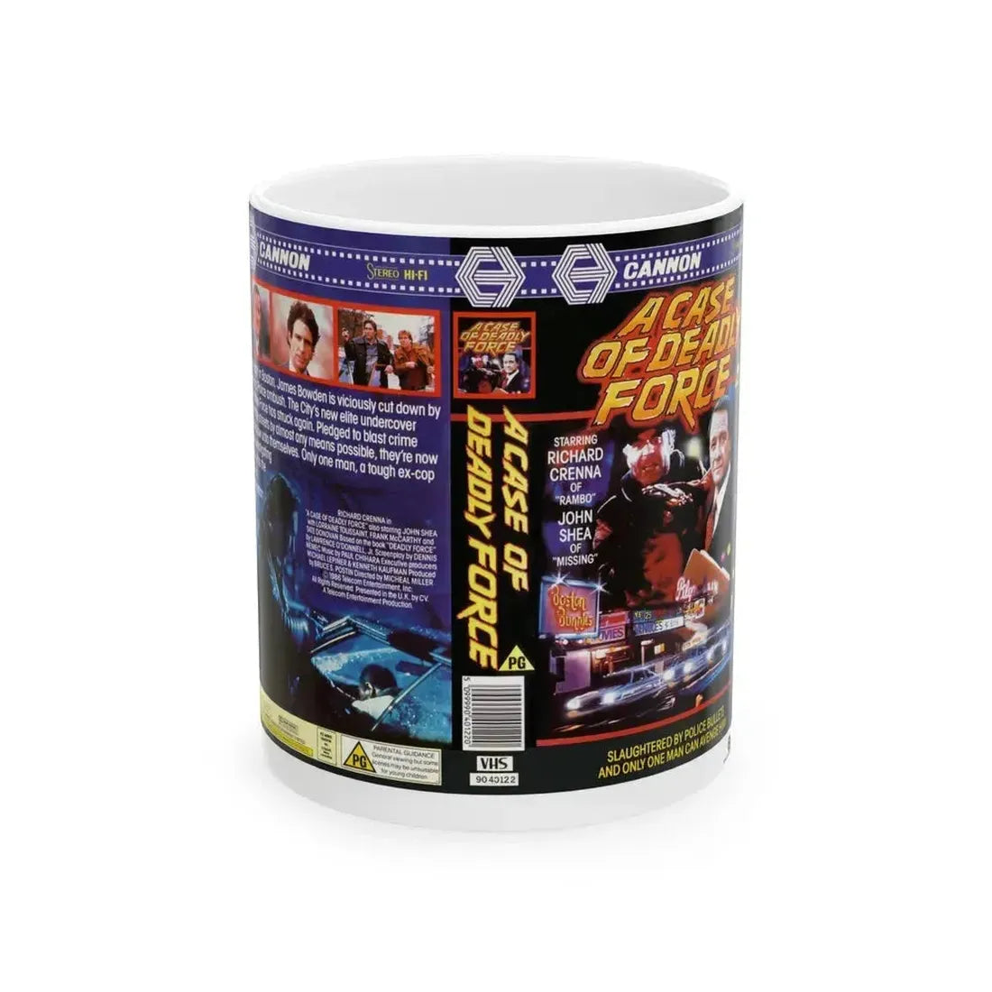 A CASE OF DEADLY FORCE (VHS COVER) - White Coffee Mug 11oz - Go Mug Yourself