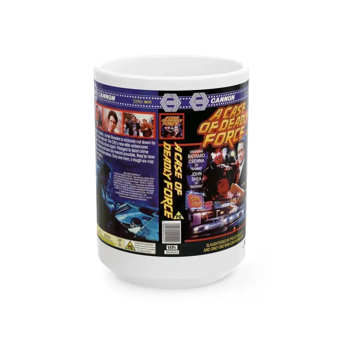 A CASE OF DEADLY FORCE (VHS COVER) - White Coffee Mug 15oz - Go Mug Yourself