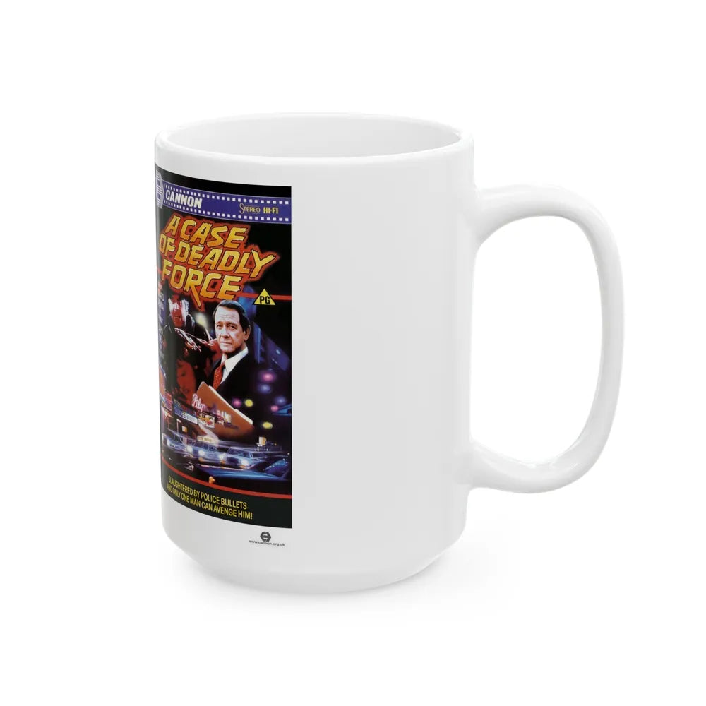 A CASE OF DEADLY FORCE (VHS COVER) - White Coffee Mug-Go Mug Yourself