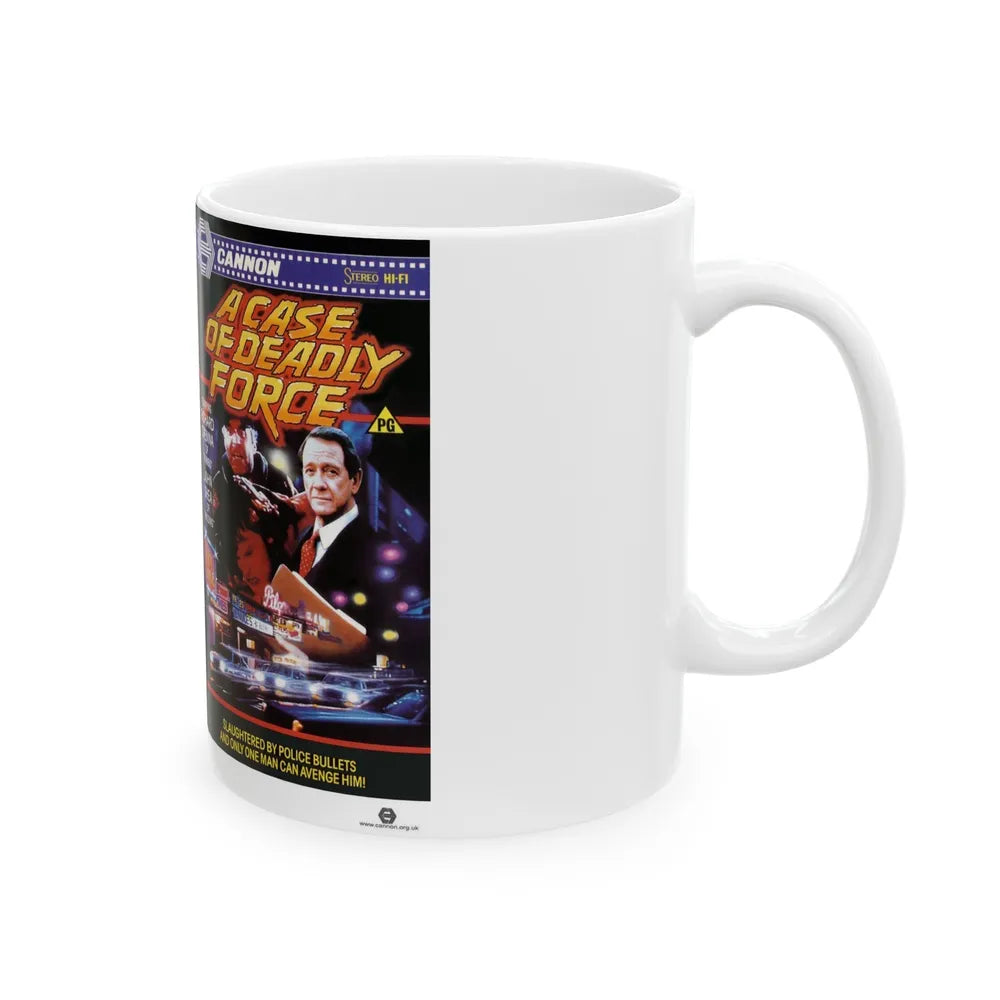 A CASE OF DEADLY FORCE (VHS COVER) - White Coffee Mug-Go Mug Yourself