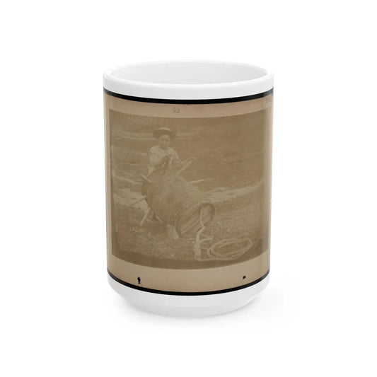 A Child Leaning Against A Barrel With Wooden Spikes (U.S. Civil War) White Coffee Mug-15oz-Go Mug Yourself