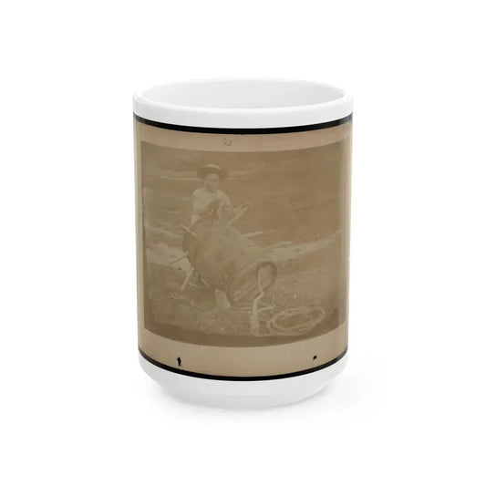 A Child Leaning Against A Barrel With Wooden Spikes (U.S. Civil War) White Coffee Mug 15oz - Go Mug Yourself