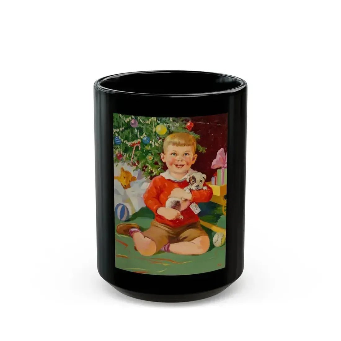 A Christmas Puppy - Black Coffee Mug 15oz - Go Mug Yourself