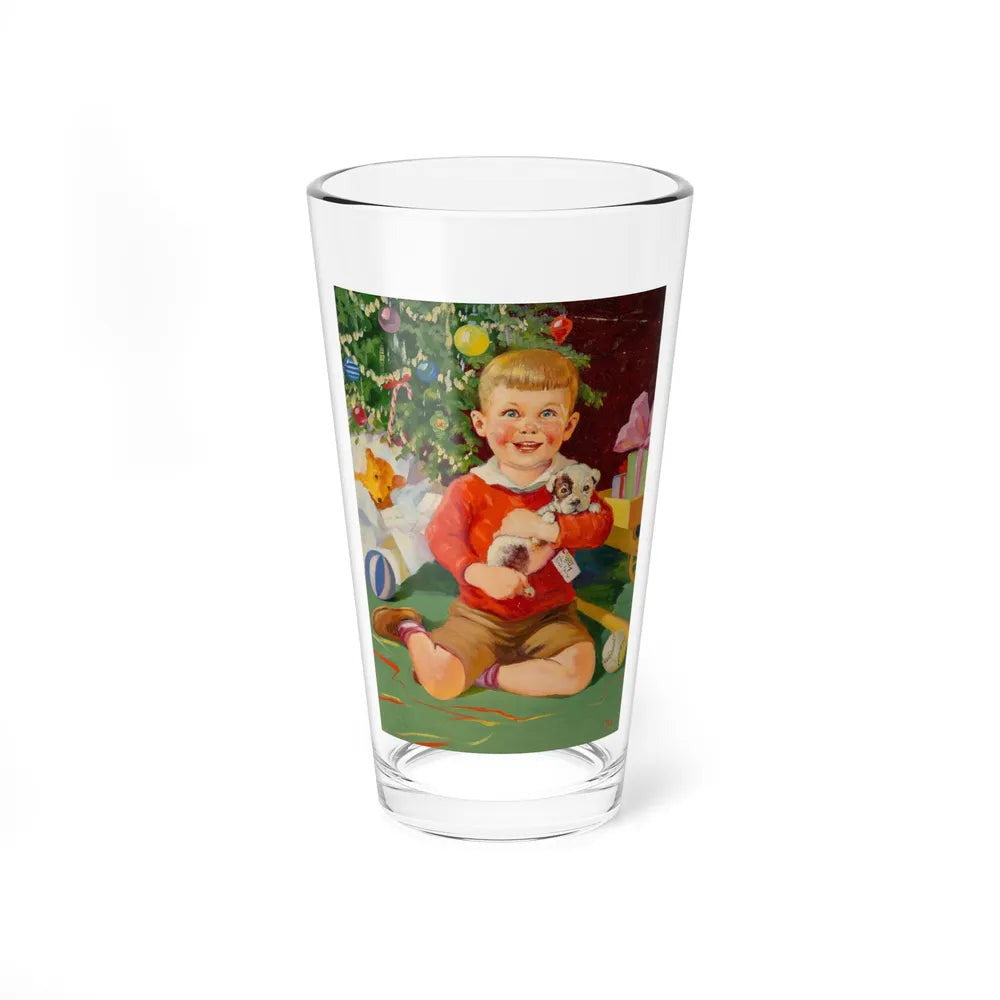 A Christmas Puppy (Magazine Illustration) Pint Glass 16oz-16oz-Go Mug Yourself