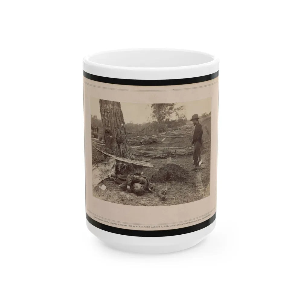 A Contrast! Federal Buried, Rebel Unburied, Where They Fell At The Battle Of Antietam (U.S. Civil War) White Coffee Mug-15oz-Go Mug Yourself