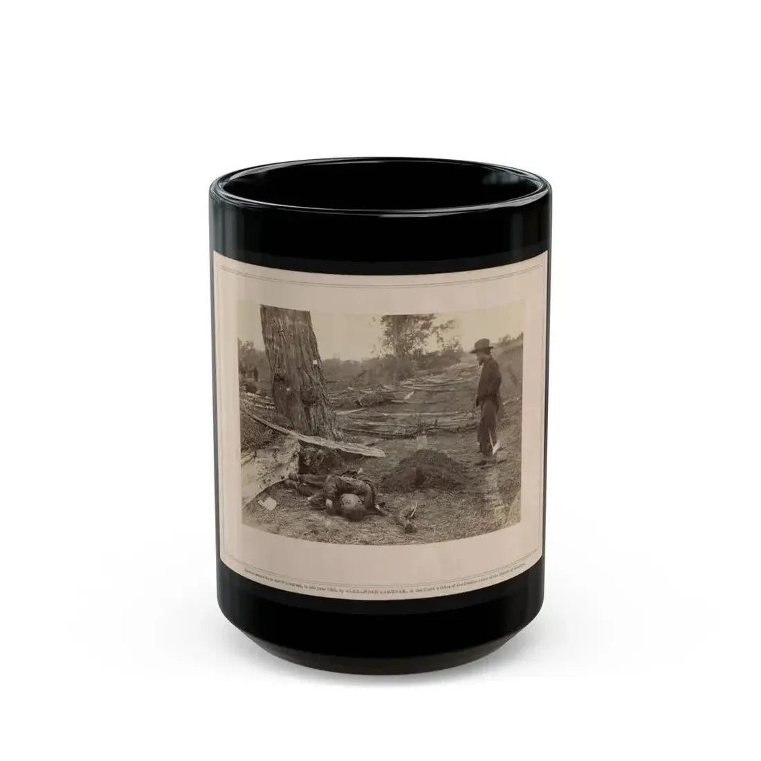 A Contrast! Federal Buried, Rebel Unburied, Where They Fell At The Battle Of Antietam (U.S. Civil War) Black Coffee Mug 15oz - Go Mug Yourself